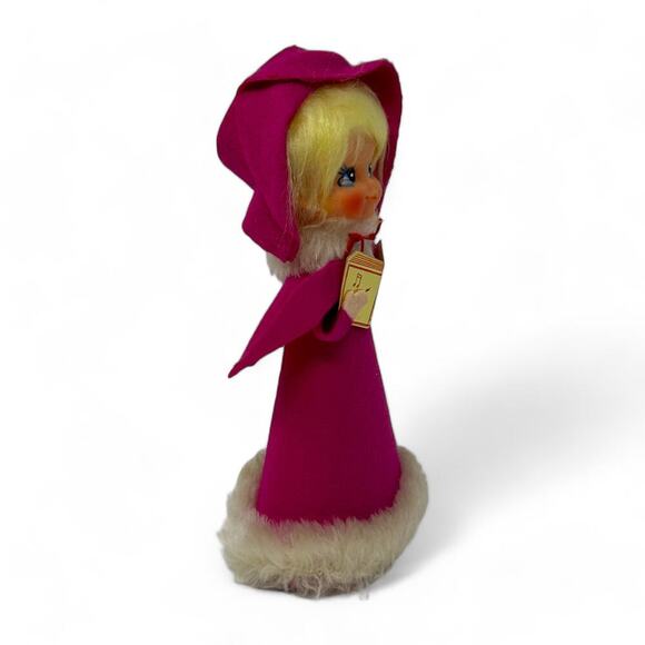 Vintage Made in Japan Pink Pixie Caroler Christmas Tree Topper Figure Kitschy - Picture 11 of 14